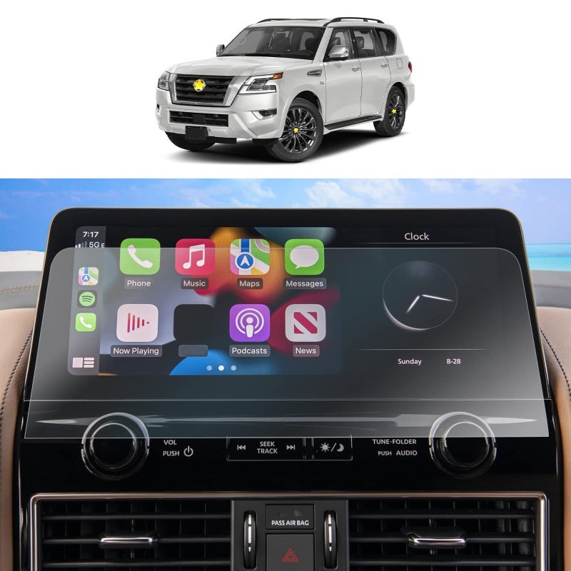 SKTU واقي الشاشة لسيارات نيسان أرمادا S/SV/SL/MIDNIGHT EDITION/Platinum Navigation 2023 2024 Armada Accessories HD شفافة مضادة للخدش 2021-2024 - Image 1